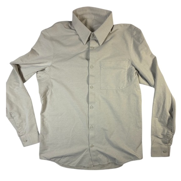 Lululemon Other - Lululemon Mens Long Sleeve Button Up Shirt Tan Khaki Tech Performance Small